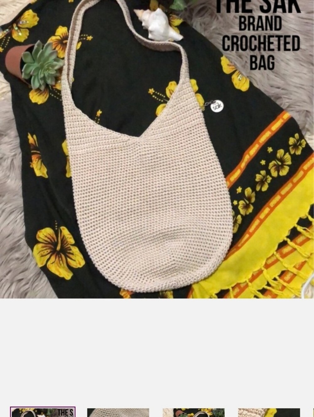 The Sak brand Crocheted Bag-Beige-Magnetic Closure